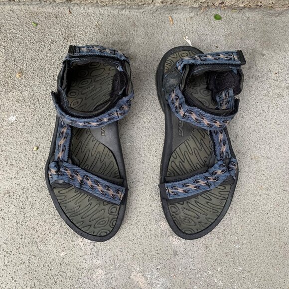 TEVA Geometric Sport Sandals Mens 10 Black Blue Shoes Outdoor Adventure Footwear - Picture 2 of 11